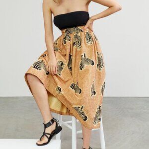 Anthropologie Midi Zebra Print Skirt